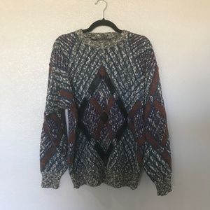 JT Beckett Unisex Faux Leather Trim Large Sweater